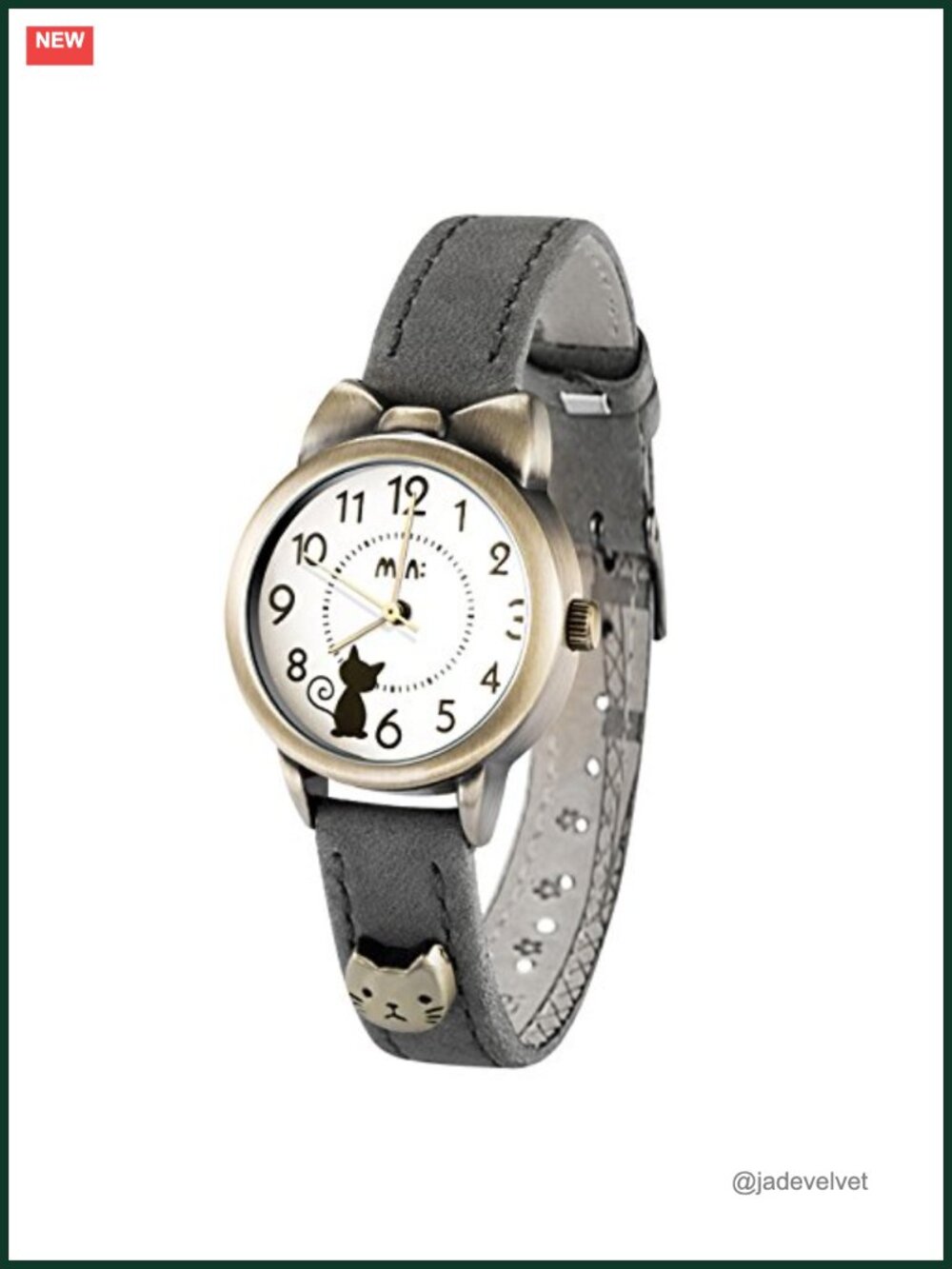 Soft Leather Strap Quartz Wrist Watch Cat Bowknot Case Retro Style